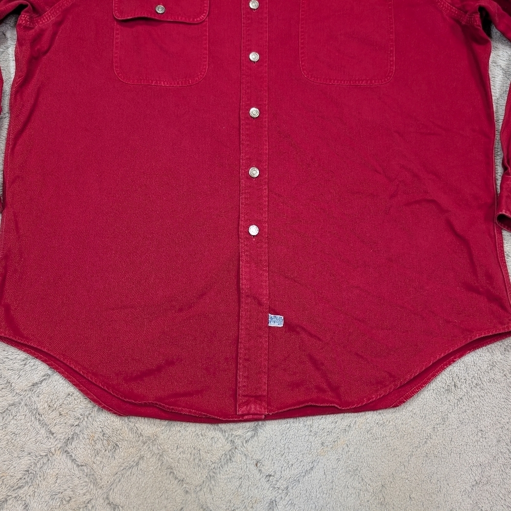Polo Ralph Lauren Shirt Mens XL Red Workwear Heavy Cotton Twill Rugged Outdoor - Picture 3 of 7